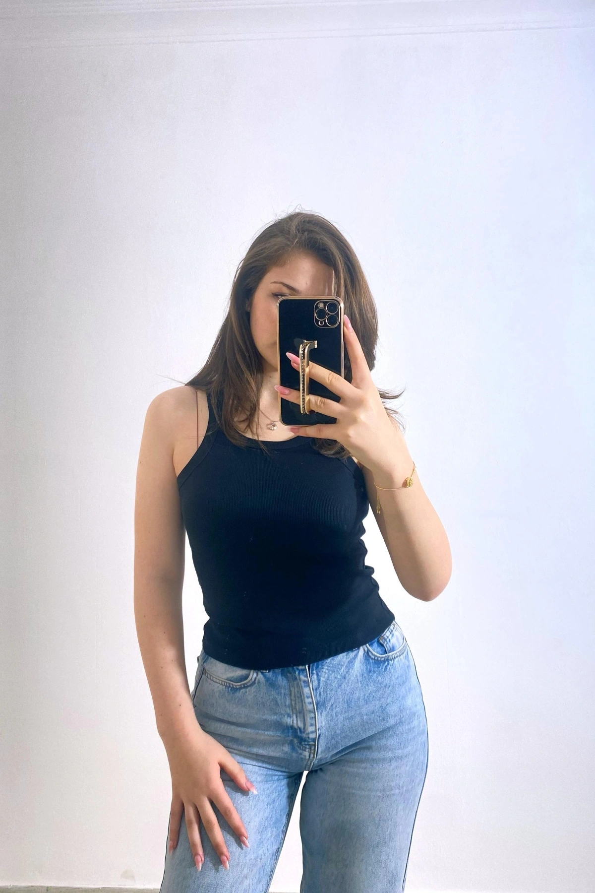 Siyah Kaşkorse Kumaş Atlet