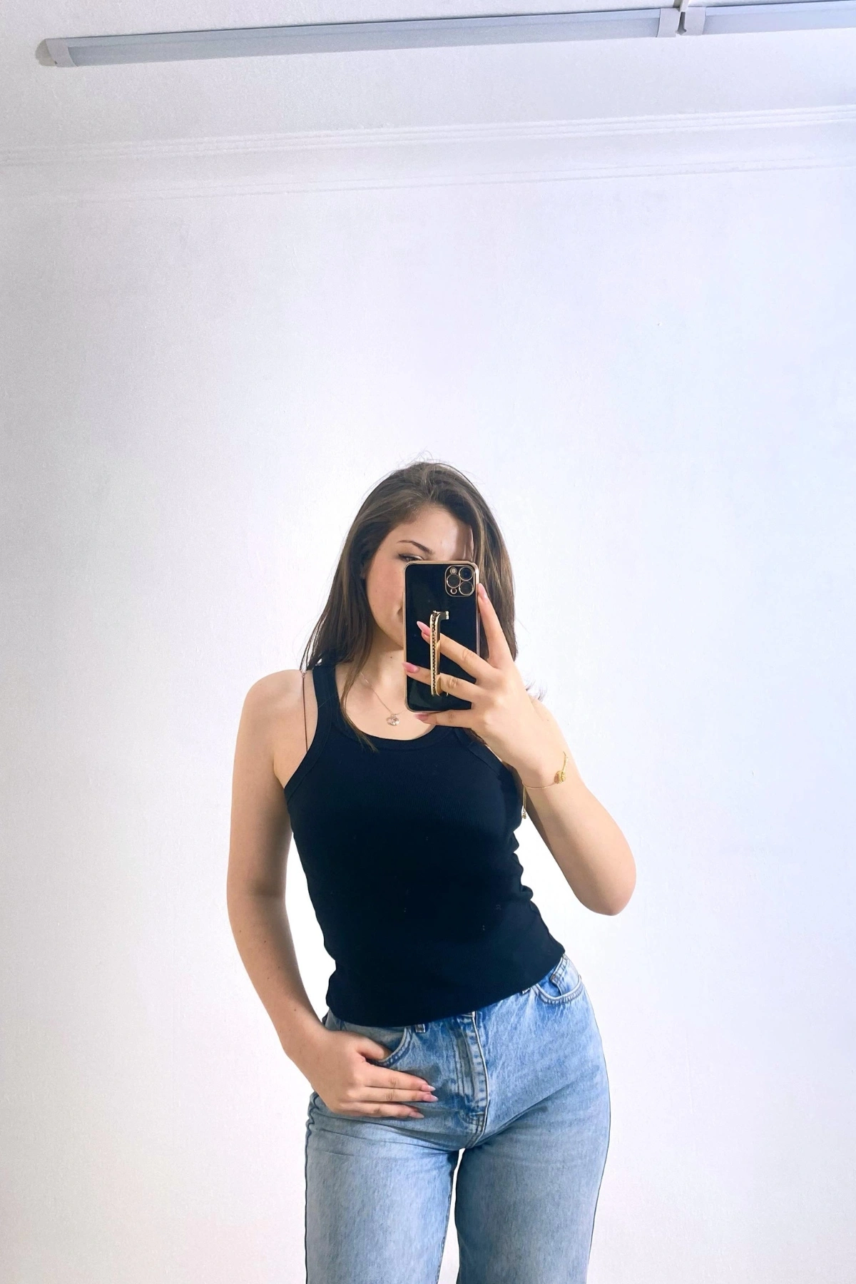 Siyah Kaşkorse Kumaş Atlet