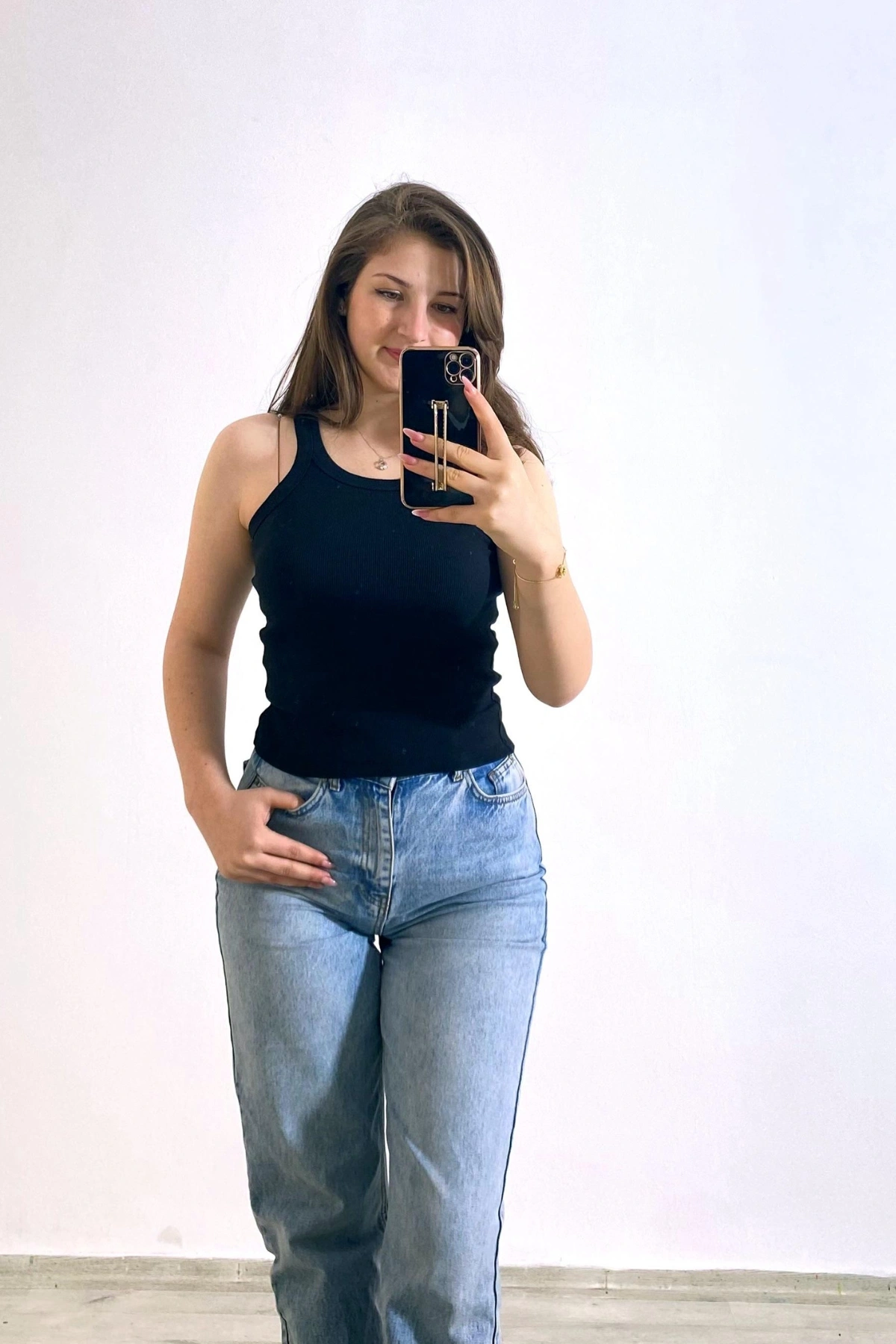 Siyah Kaşkorse Kumaş Atlet