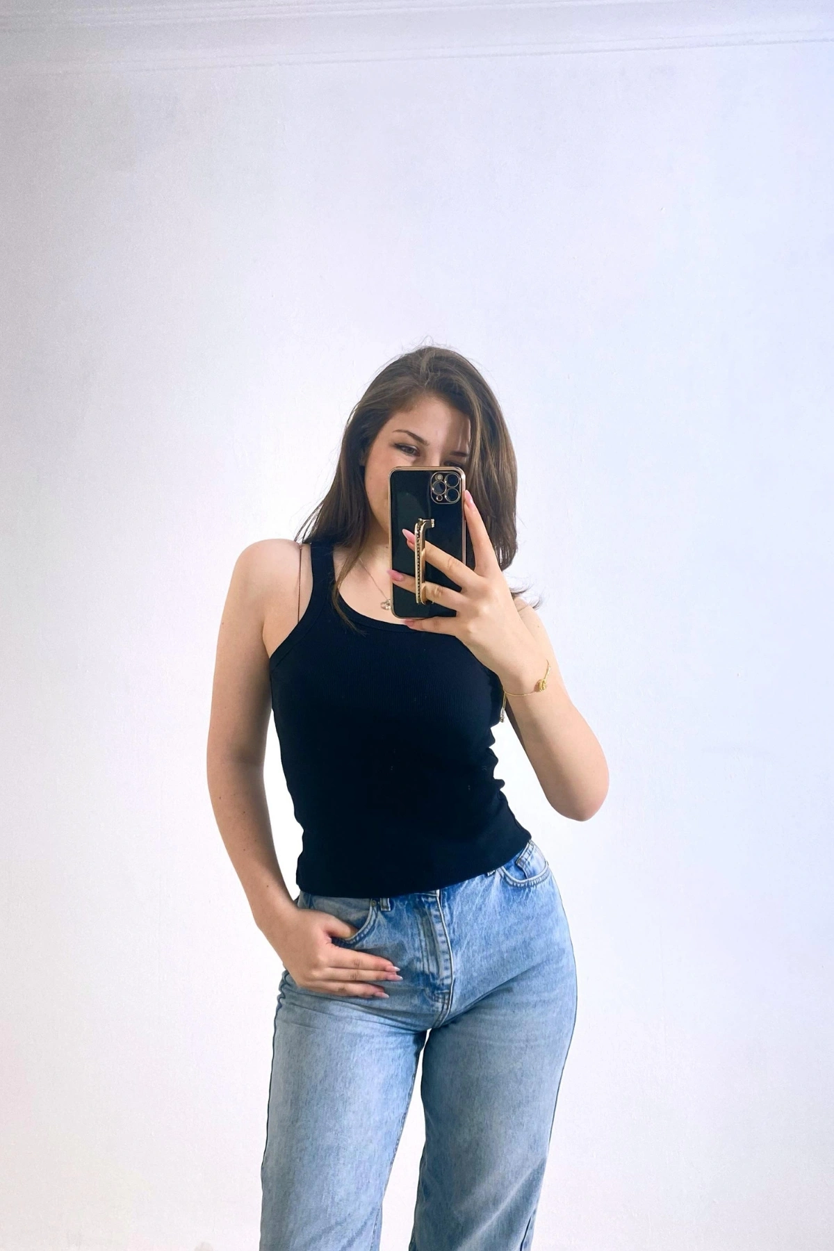 Siyah Kaşkorse Kumaş Atlet