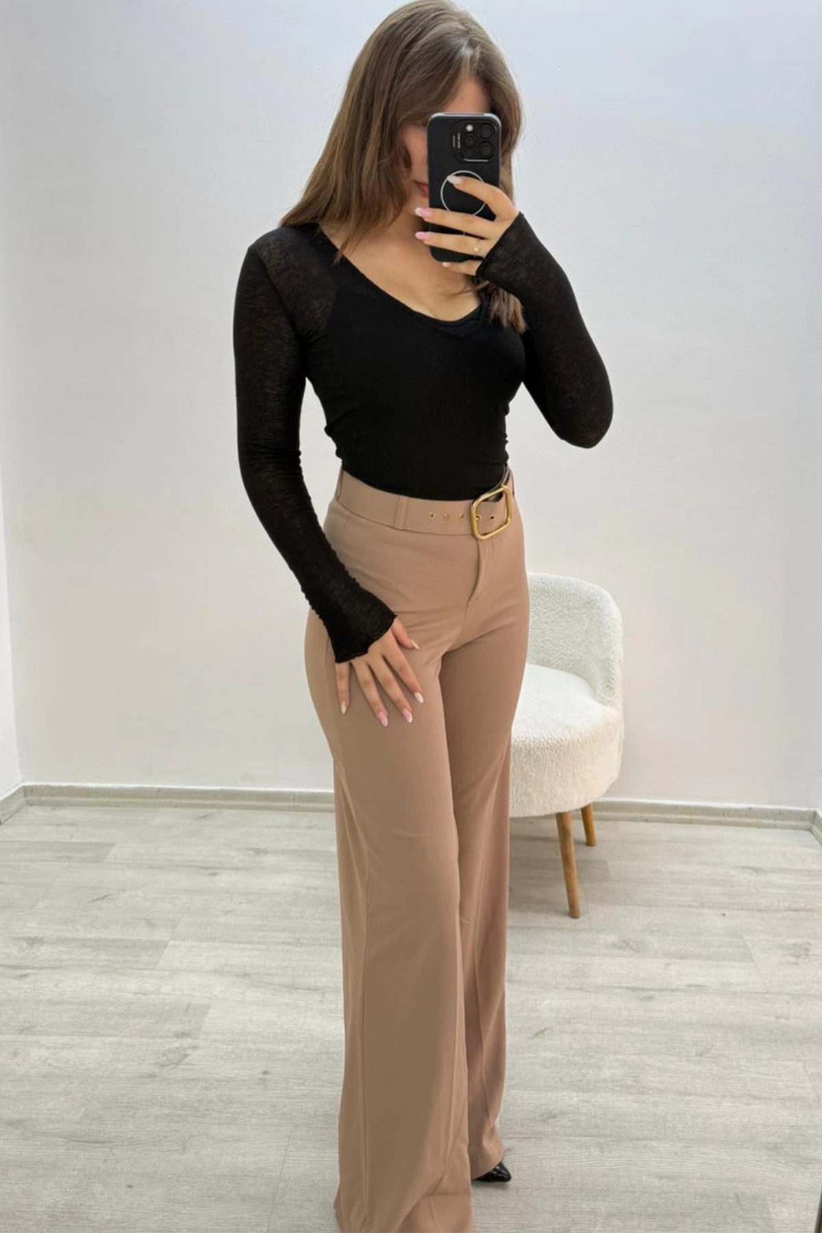 Yandan Bağlamalı Siyah Triko