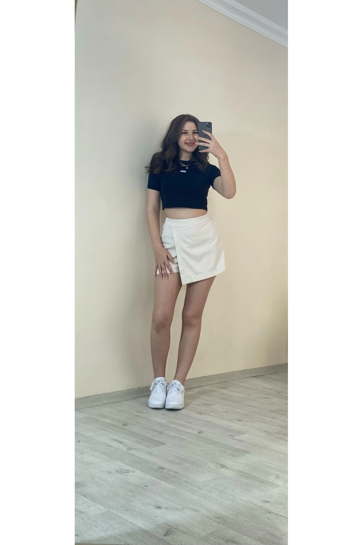 Yüksek Bel Şort Etek –Beyaz