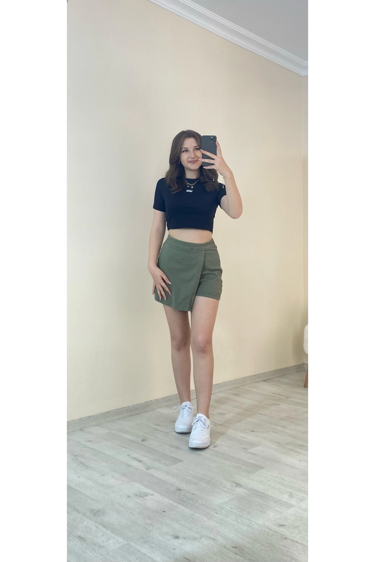 Yüksek Bel Şort Etek –Haki