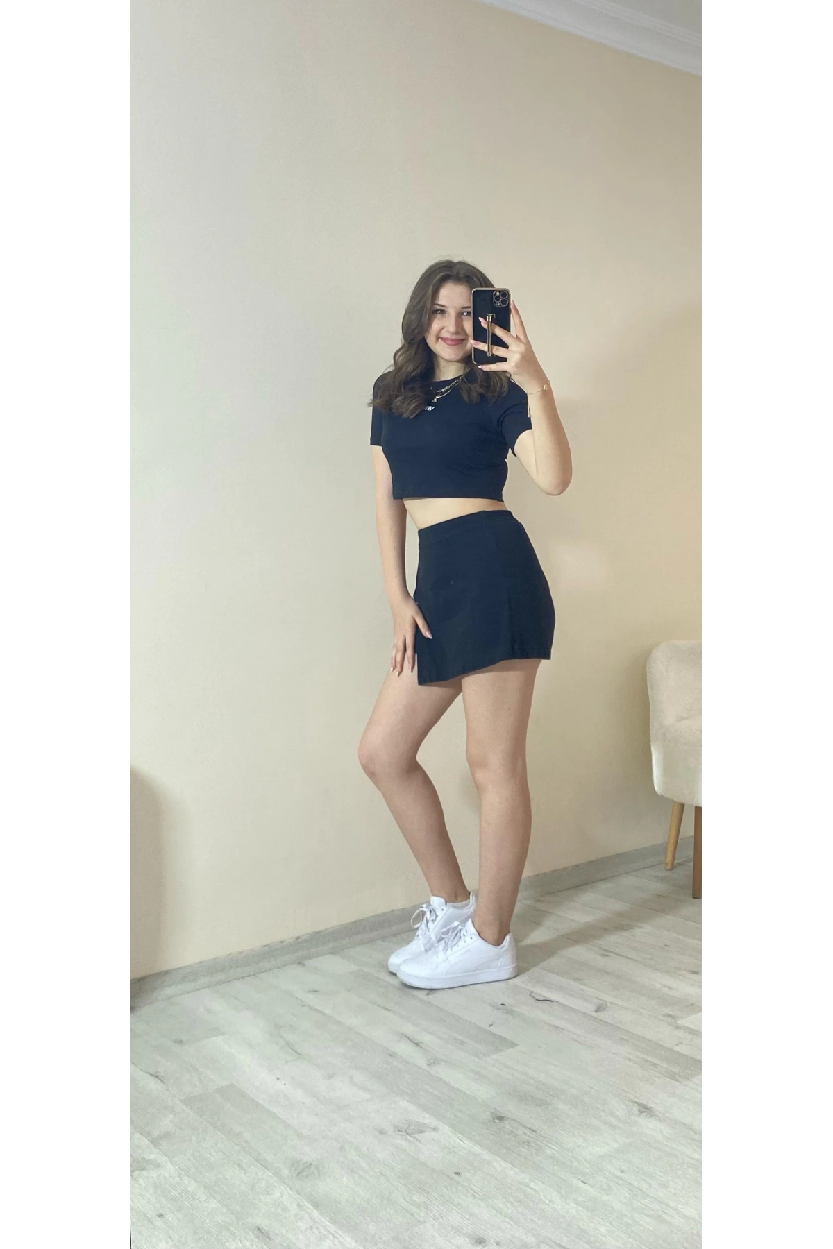 Yüksek Bel Şort Etek – Siyah