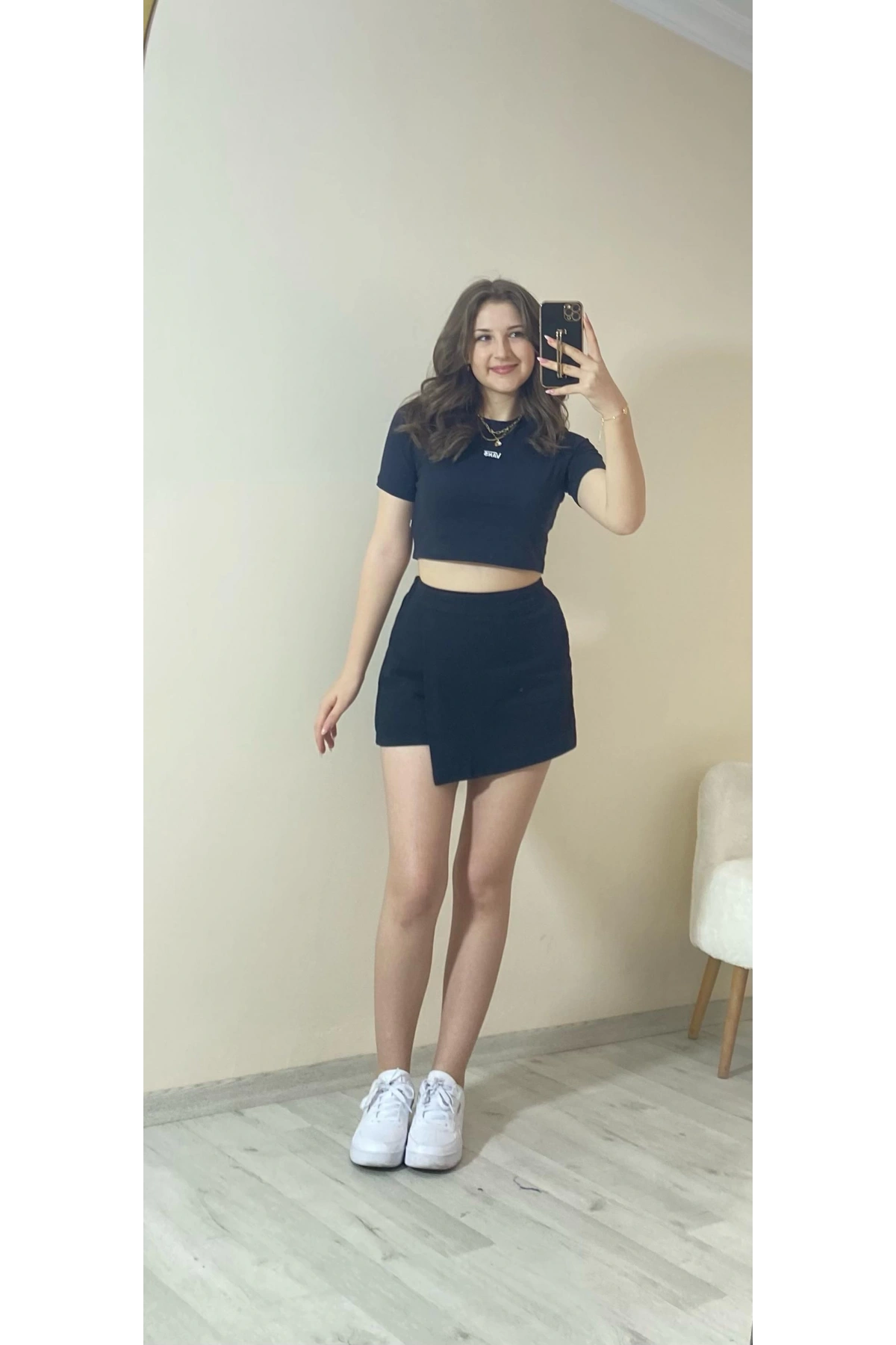 Yüksek Bel Şort Etek – Siyah