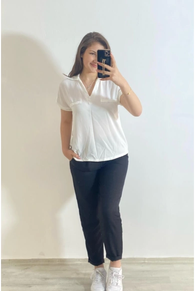 Ayrobin Kumaş Gömlek Beyaz