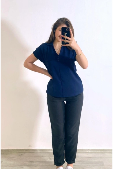 Ayrobin Kumaş Gömlek Lacivert