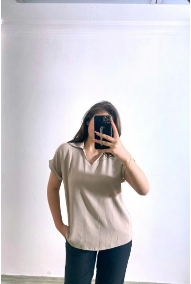 Ayrobin Kumaş Rahat Kesim Gömlek Krem