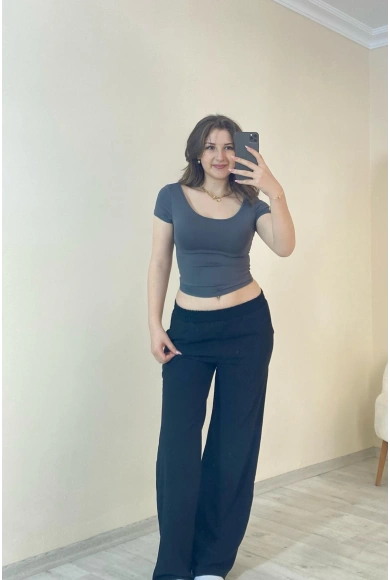 Basic Fit Polyemit Crop Tee Füme 