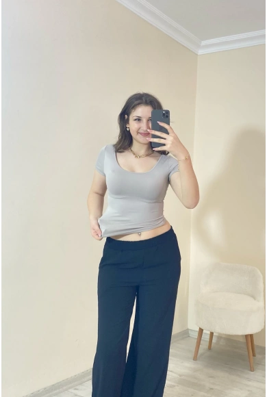 Basic Fit Polyemit Crop Tee Gri