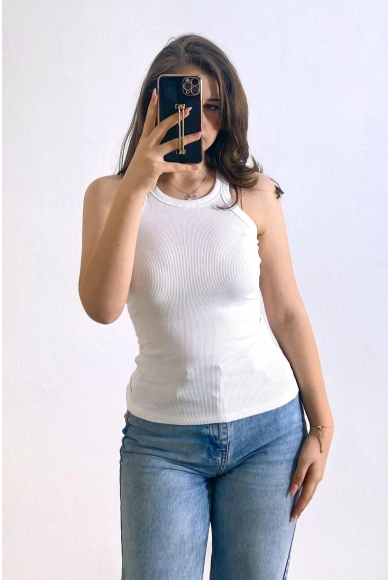 Beyaz Kaşkorse Kumaş Atlet