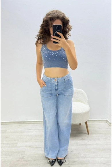 Buz Mavisi Günlük Denim Pantolon