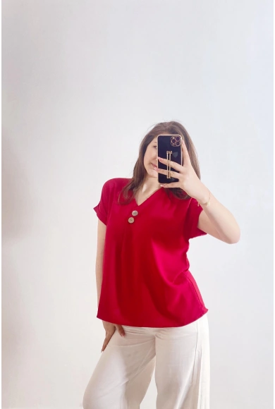Cepli Ayrobin Kumaş Gömlek Kırmızı