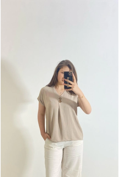 Cepli Ayrobin Kumaş Gömlek Krem