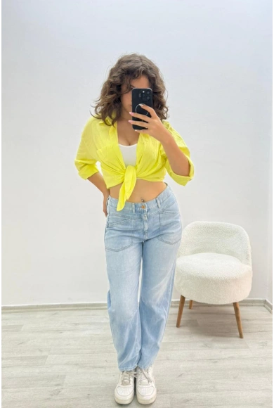 Düz Paça Buz Mavi Pantolon