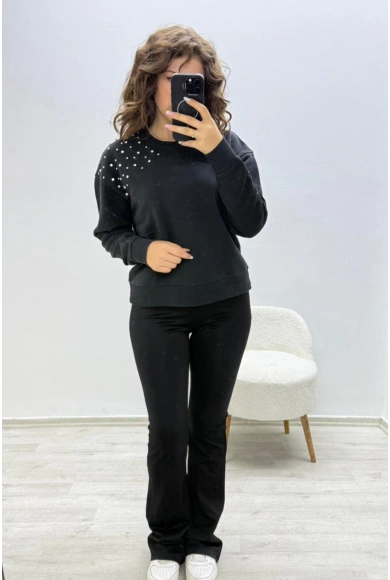 Esnek Siyah Düz Paça Pantolon