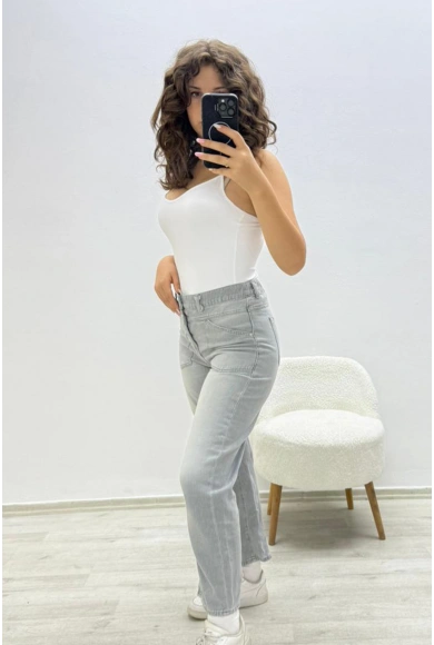 Basic Günlük Gri Jean Pantolon