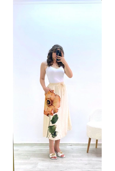 İçi Astarlı Cepli Etek Taş