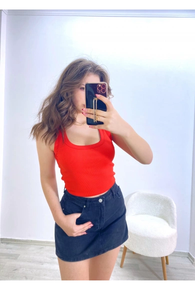 Kaşkorse Kumaş Kırmızı Crop