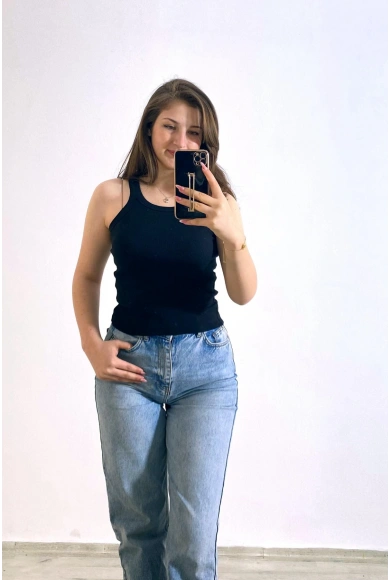 Siyah Kaşkorse Kumaş Atlet