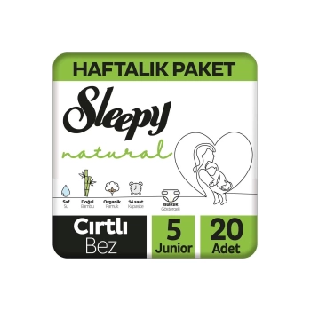 Natural Haftalık Paket Bebek Bezi 5 Numara Junior 20 Adet
