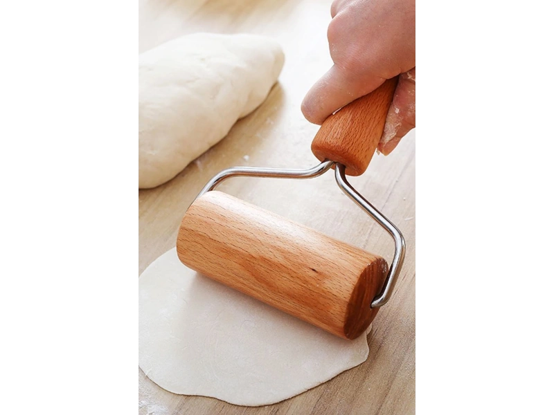 Ahşap Saplı Rulo Hamur Açıcı Merdane Pürüzsüz Oklava Pizza Börek Açma Silindir