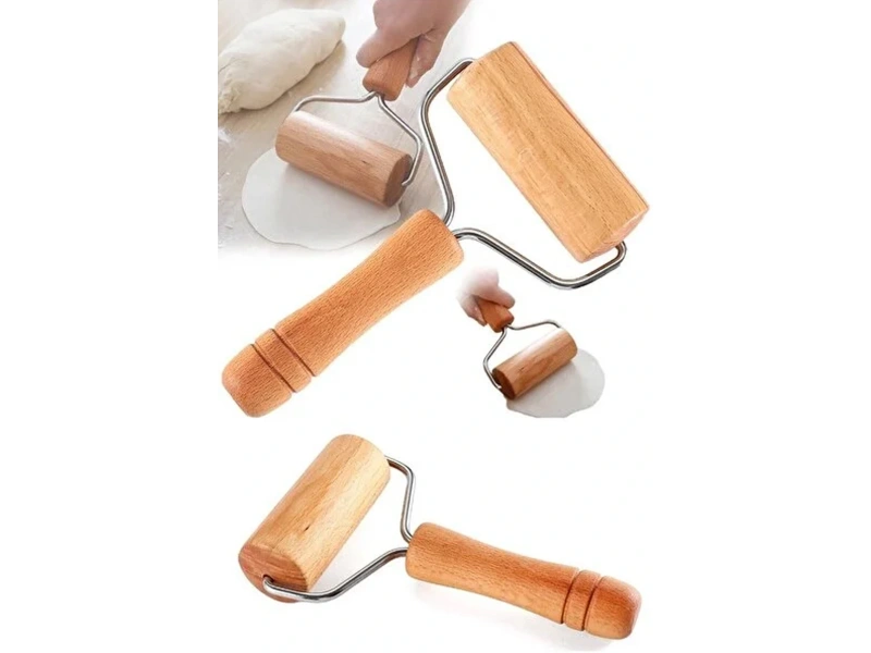 Ahşap Saplı Rulo Hamur Açıcı Merdane Pürüzsüz Oklava Pizza Börek Açma Silindir