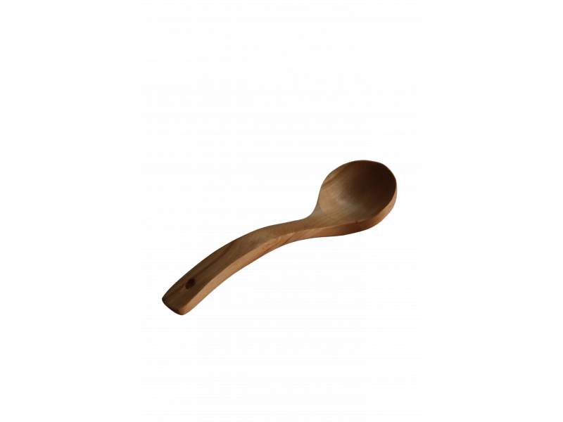 Bambu Eğri Büyük Kaşık - Delikli, Ergonomik, Çizmez Ahşap Kaşık 1 Adet 26cm