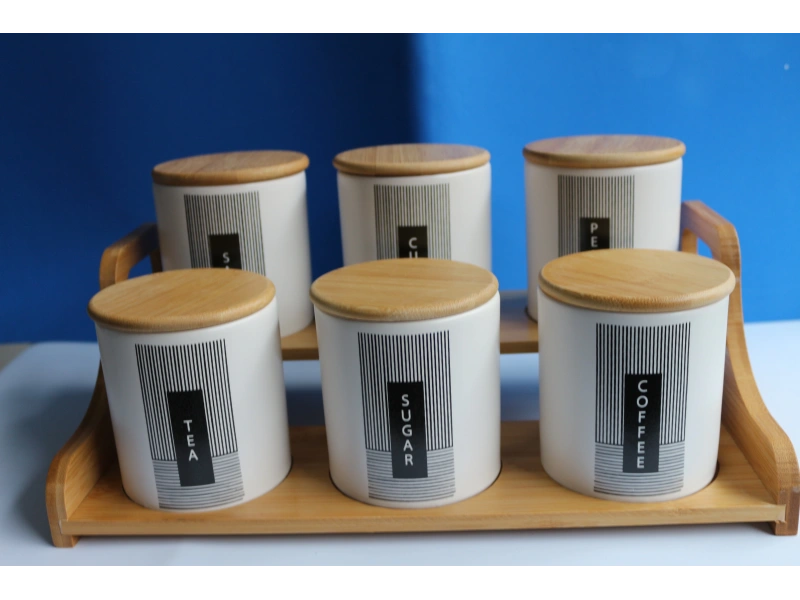 Bambu Standlı 6lı Baharat Seti