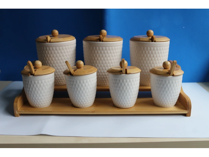 Bambu Standlı 7li Baharat Seti Vora