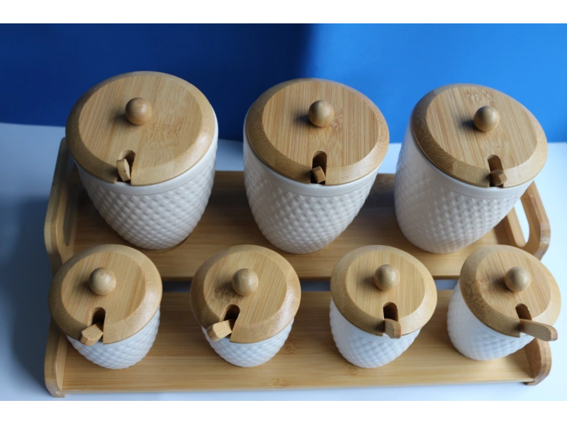 Bambu Standlı 7li Baharat Seti Vora