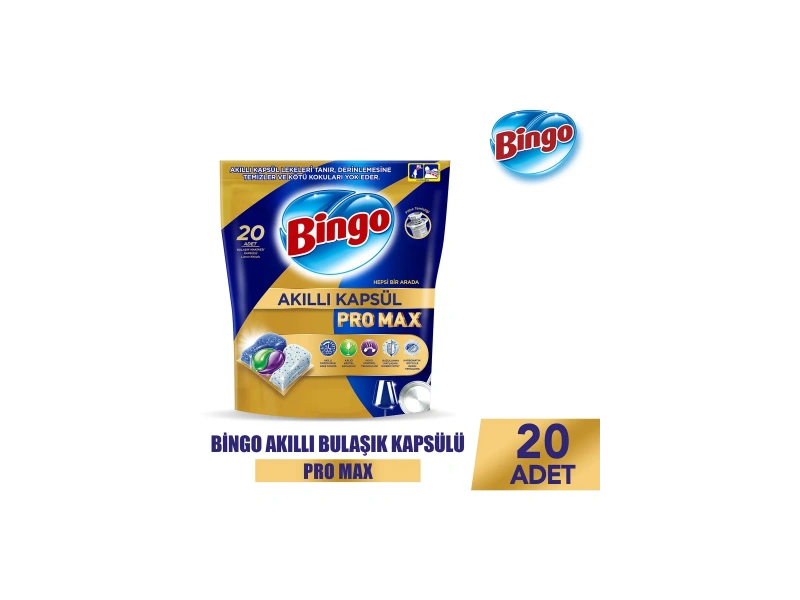 Bingo Akıllı Kapsül Pro Max Bulaşık Makinesi Deterjanı 20 Adet