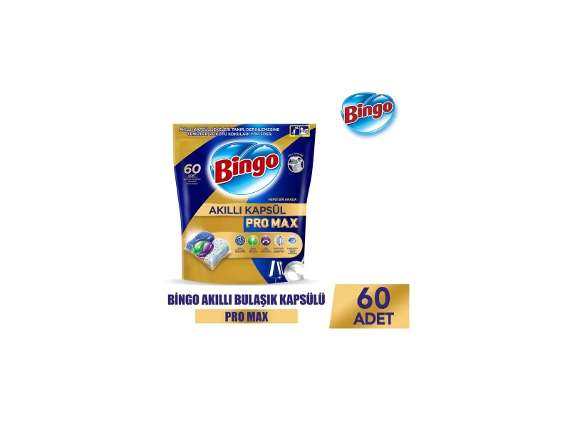 Bingo Akıllı Kapsül Promax Bulaşık Makinesi Deterjanı 60 Adet