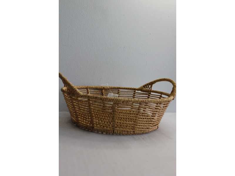 Clk Saplı Yuvarlak Kucuk Hasır Sepet 25*20 1033