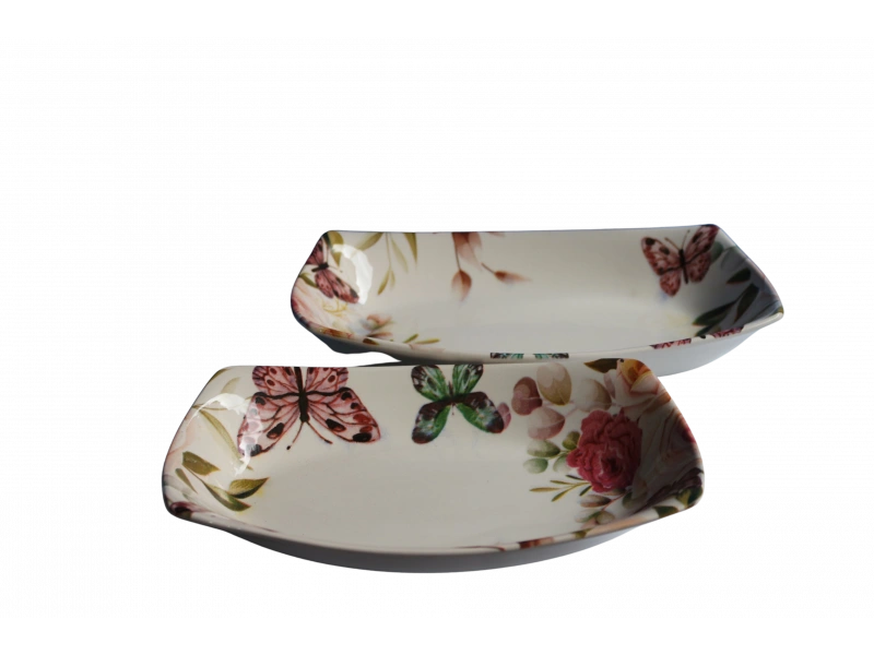 Dijital Baskılı 2li Dikdörtgen Kayık Tabak