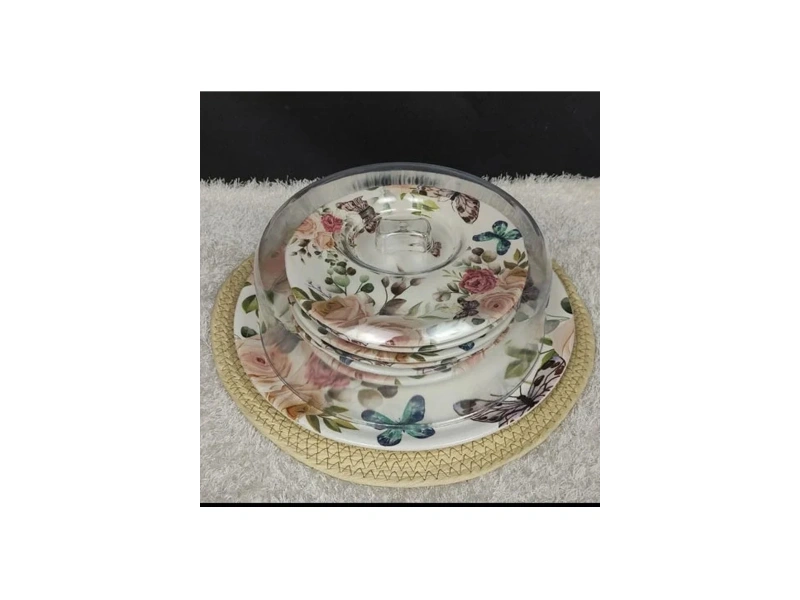 Dijital Baskılı İkram Seti 6 Tabak 1 Fanus