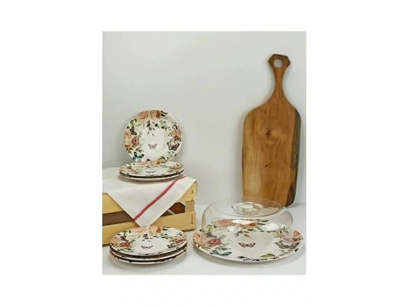 Dijital Baskılı İkram Seti 6 Tabak 1 Fanus