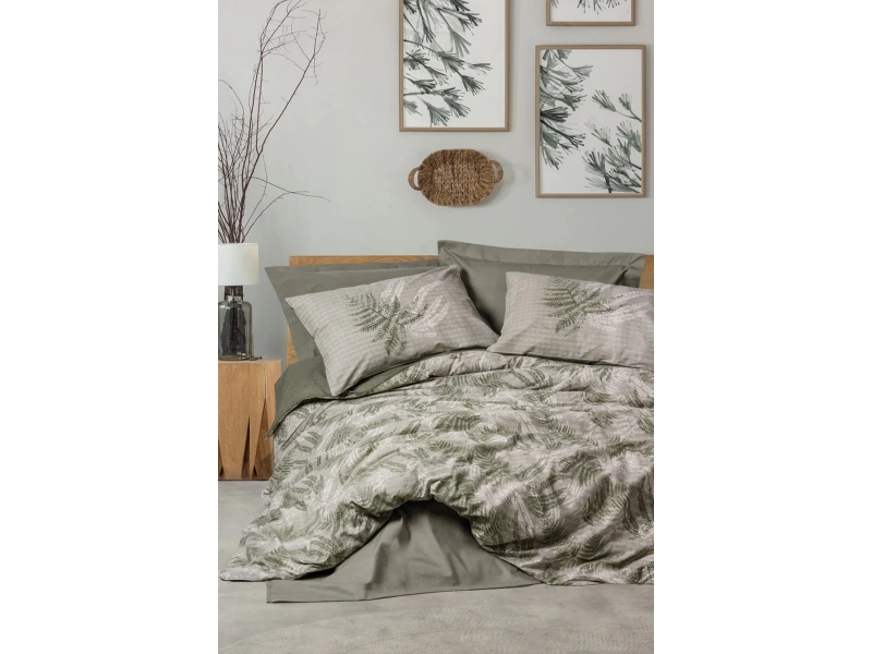 Dual Çift Kişilik Nevresim Takımı Frond Haki