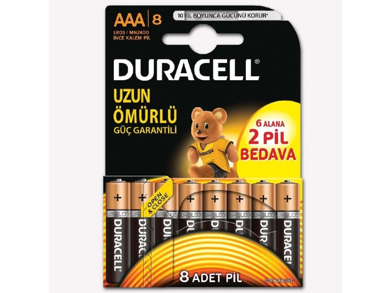 Duracell 8li AAA İnce Pil