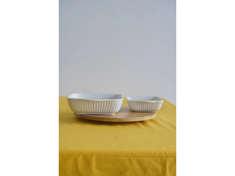 Ecr Seramik 2li Kare Fırın Kabı 21Cm