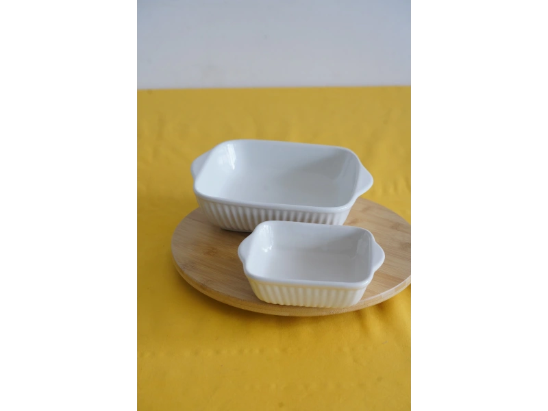 Ecr Seramik 2li Kare Fırın Kabı 21Cm