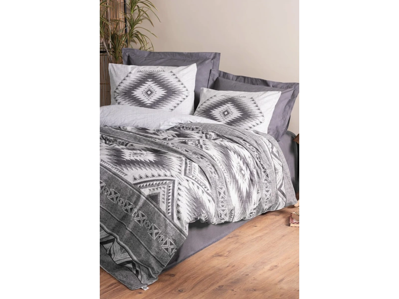 Ethnic Çift Kişilik Nevresim Takımı Delos Antrasit