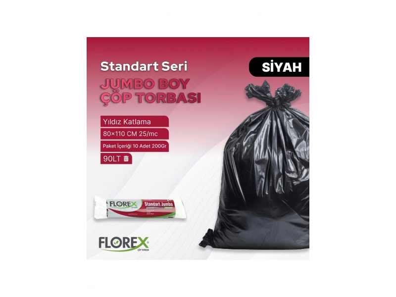 Florex Standart Jumbo Çöp Poşeti 80x110 cm 10lu