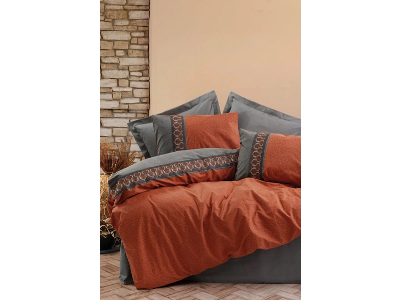 Folk Art Çift Kişilik Nevresim Takımı Tamaya Kiremit