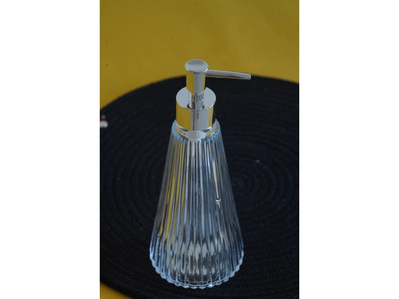 Glasscom Riva Çizgili Sıvı Sabunluk Şeffaf