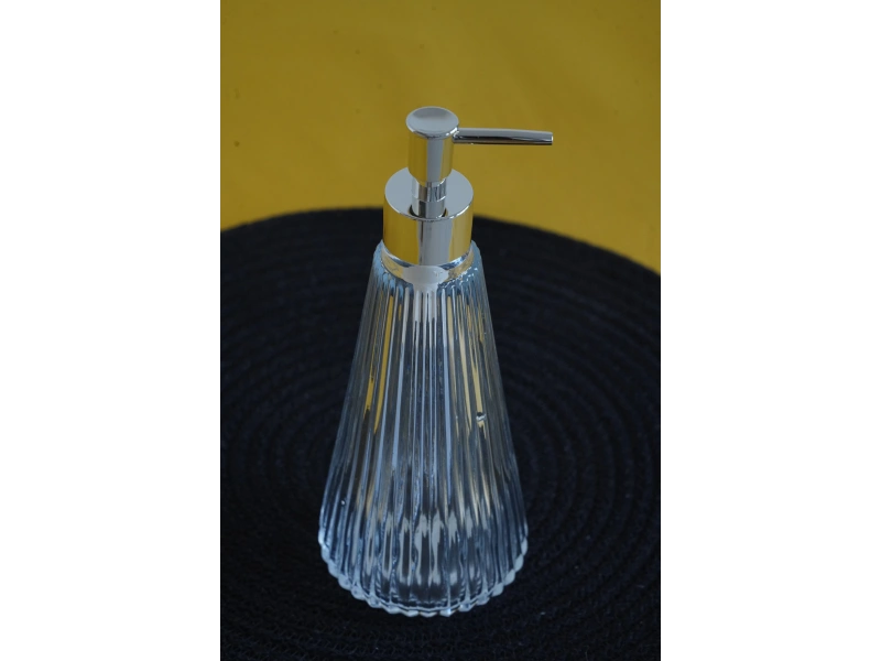 Glasscom Riva Çizgili Sıvı Sabunluk Şeffaf