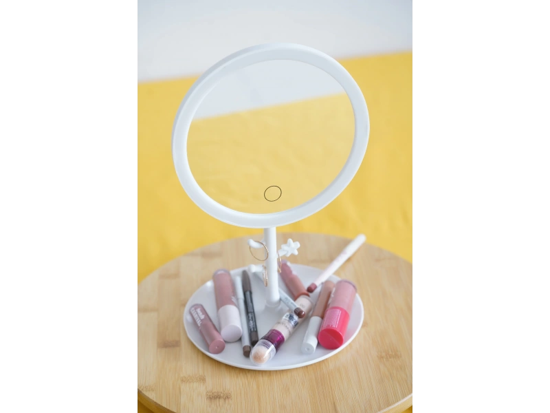 Led Işıklı Yuvarlak Makyaj Aynası Şarj edilebilir 3 Farklı Renk