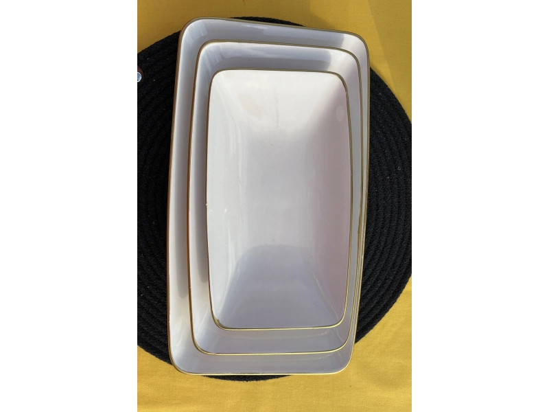 Beyaz Gold 3lü Seramik Kayık Tabak