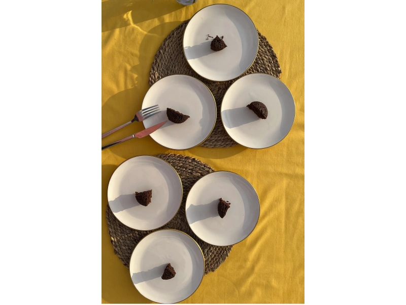 6lı Servis Tabağı Beyaz Gold 26cm G2806