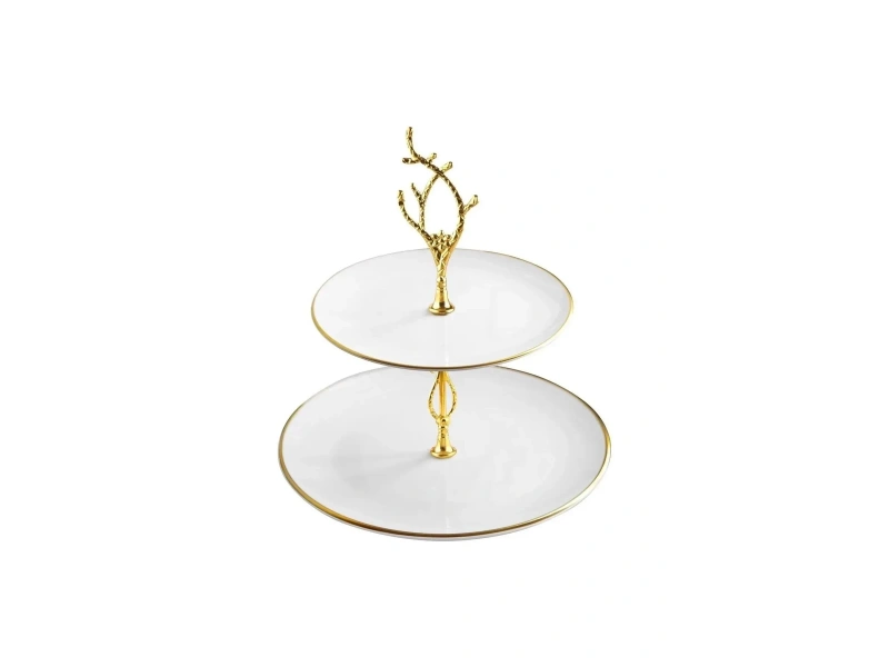 Beyaz Gold Çizgili Katlı Kurabiyelik G2800